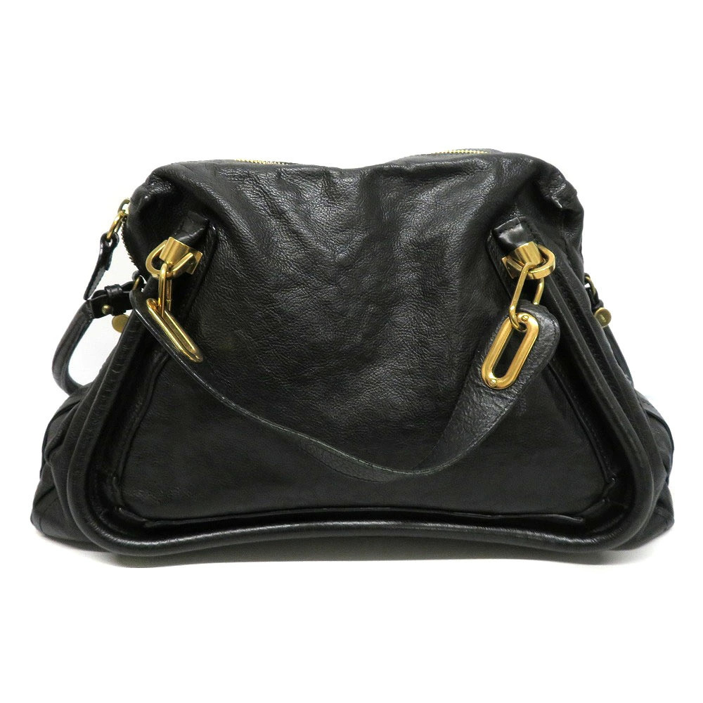 Chloe Paraty Bag Handbag Shoulder Leather Black